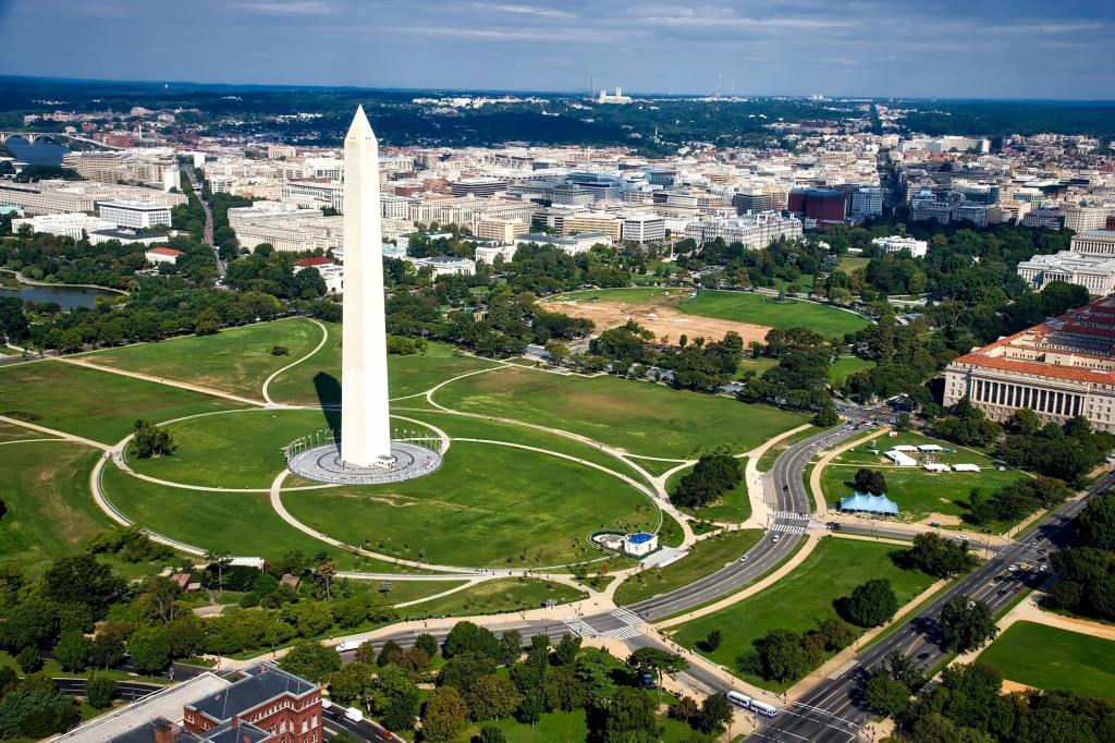 Ariel view of Washington monument