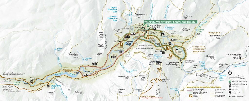Yosemite National Park Hiking Trails Map